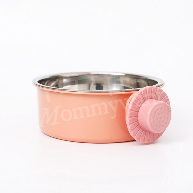 不鏽鋼防打翻寵物飼料碗 懸掛式寵物碗, 胭脂粉/粉, 1個