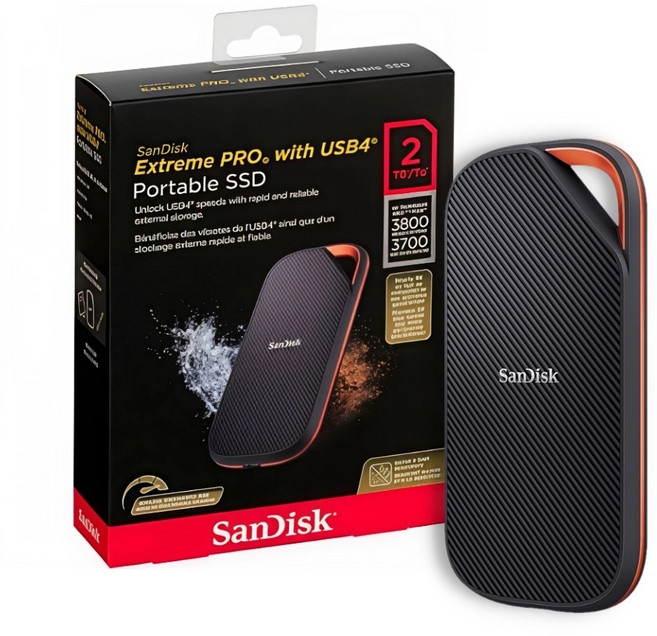 SanDisk Extreme Pro USB4 2TB 行動固態硬碟, 黑色