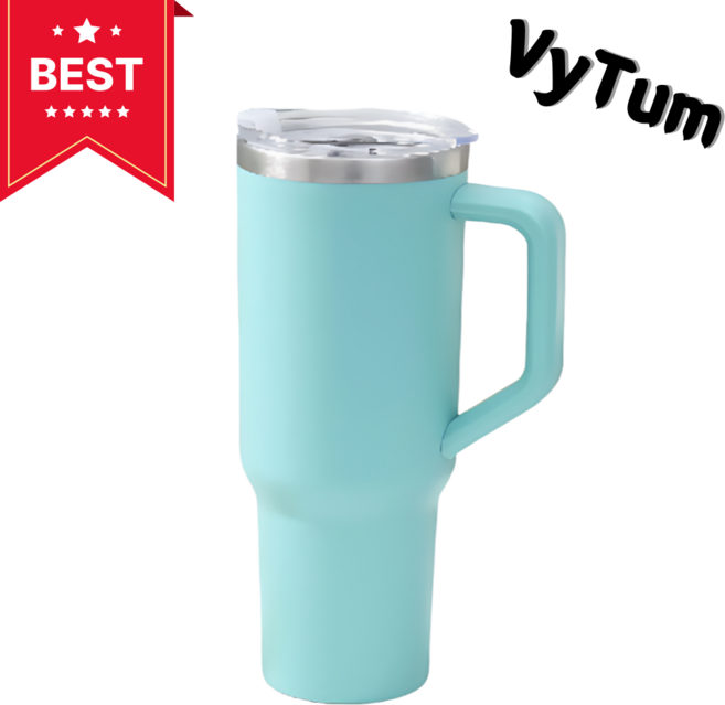 VyTum 대용량 스텐 손잡이 텀블러 + 빨대 포함 이중 보온보냉병, 1개, 1.18L, 민트