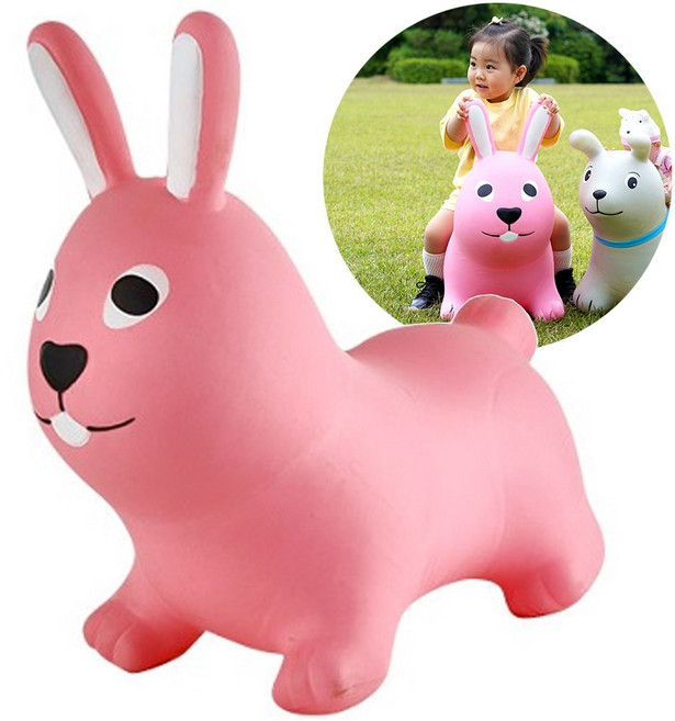 애니멀 점핑볼 버니 퍼피 호핑말 통통볼 유아짐볼+공기펌프, 핑크(2534), 1개, 점핑버니 핑크