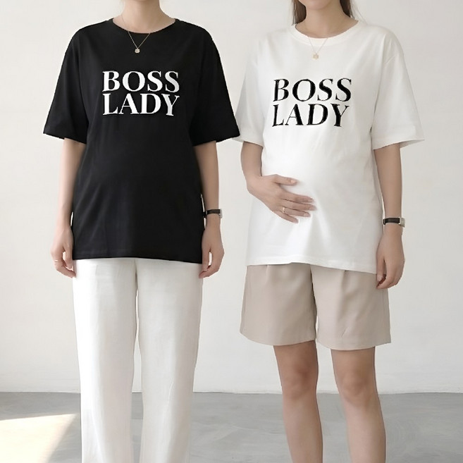 [당일출고] 수엠W 1+1 임산부 반팔 티셔츠 루즈핏 빅사이즈 P09 보스레이디투팩