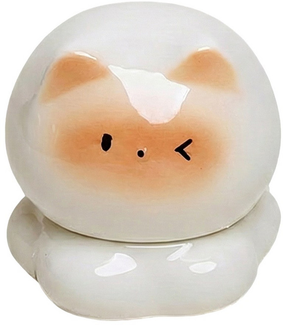 고양이 도자기 면봉 이쑤시개 케이스 홀더 디스펜서 케이스, 1개, 흰고양이