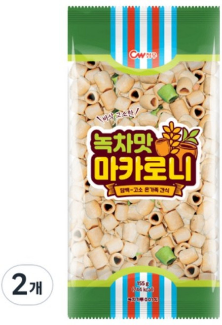 청우 녹차맛 마카로니 과자, 155g, 12개