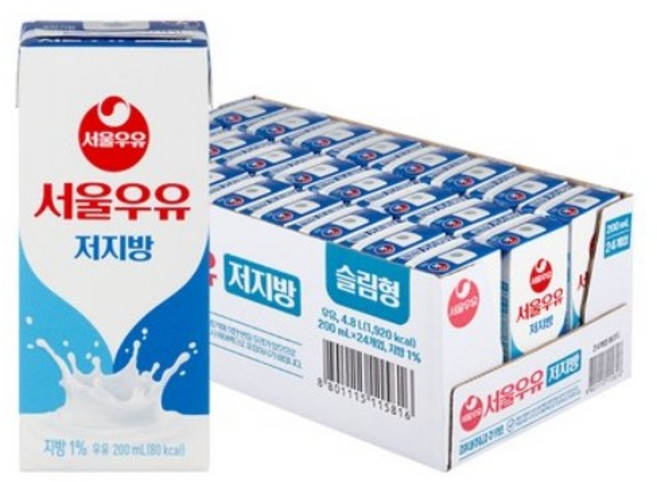 서울우유 저지방 멸균 우유, 200ml, 168개