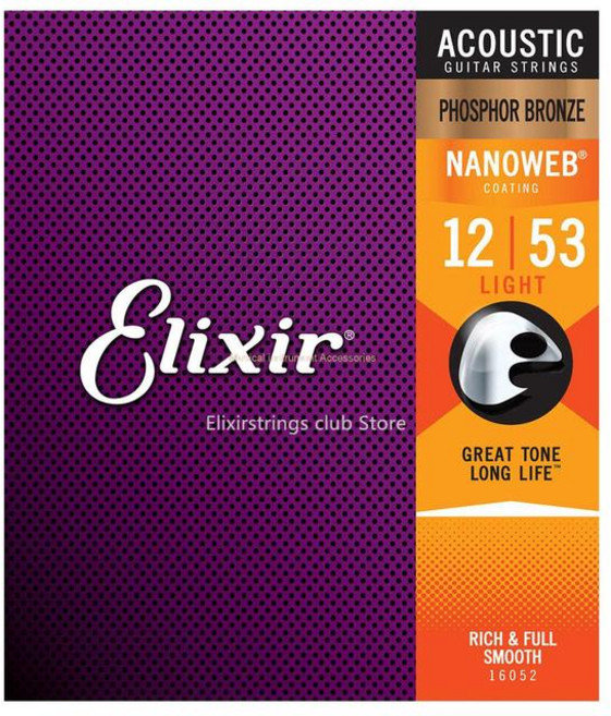 Elixir-나노웹 인광체 청동 80/20 어쿠스틱/일렉트릭 기타 스트링 다양한 모델 16027 12002 11002 19052 1 세트, 1개