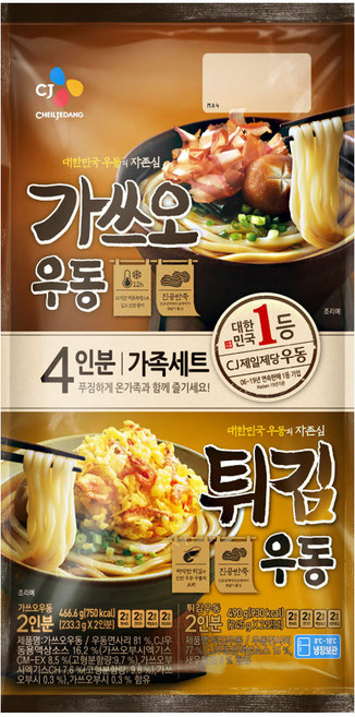CJ 가쓰오우동 2인분+튀김우동 2인분, 956.6g, 4개