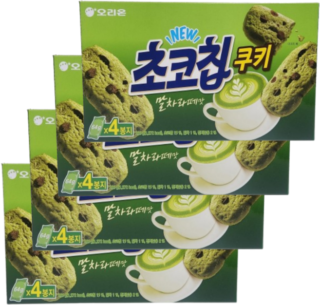 오리온 초코칩쿠키 제주말차라떼맛, 4개, 256g