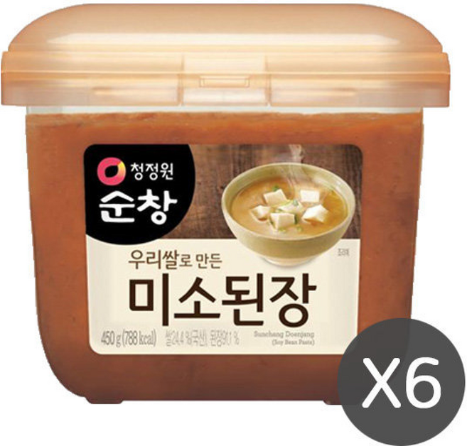 청정원 순창 우리쌀로만든 미소된장 된장찌개, 450g, 6개