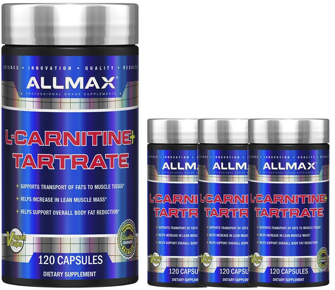 Allimax 左旋肉鹼&酒石酸鹽植物膠囊, 120顆, 4罐