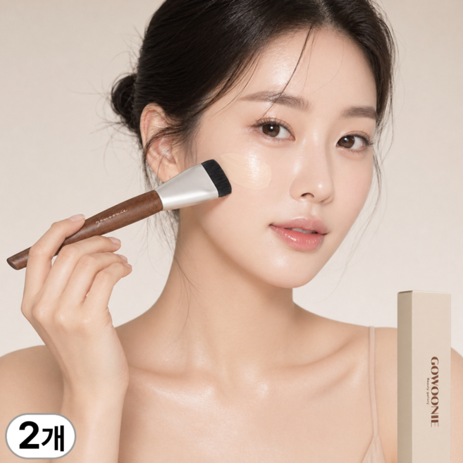 고우니 납작 파운데이션 브러쉬 파데붓, 모던실버, 2개
