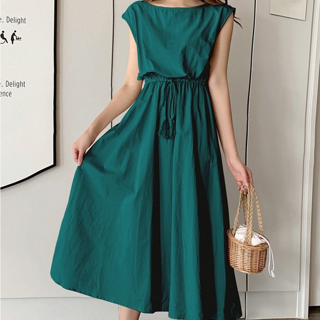 데일리바이블 바스락 린넨 롱 원피스 여름 나시 휴양지 원피스