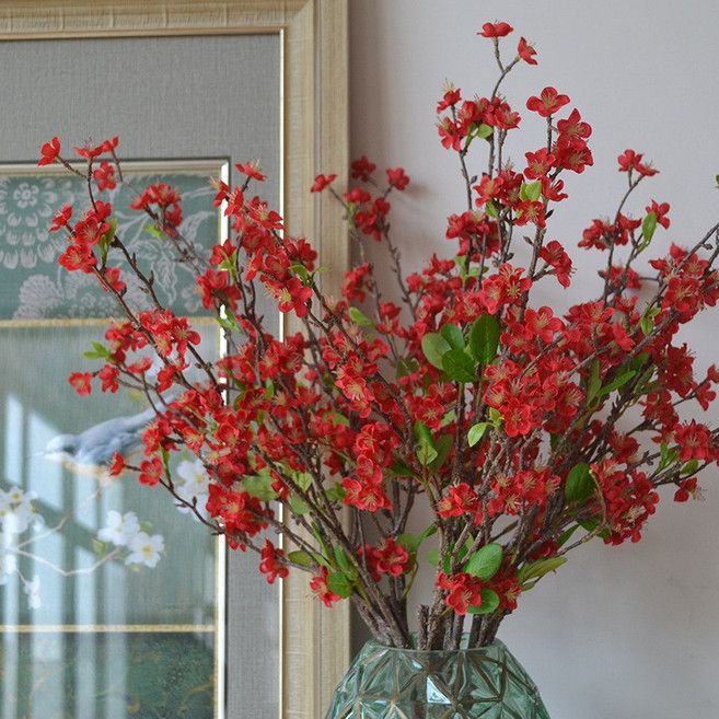 메이크유어홈 미니 매화 조화 인테리어 셀프 전통 나뭇가지, 레드, 1개