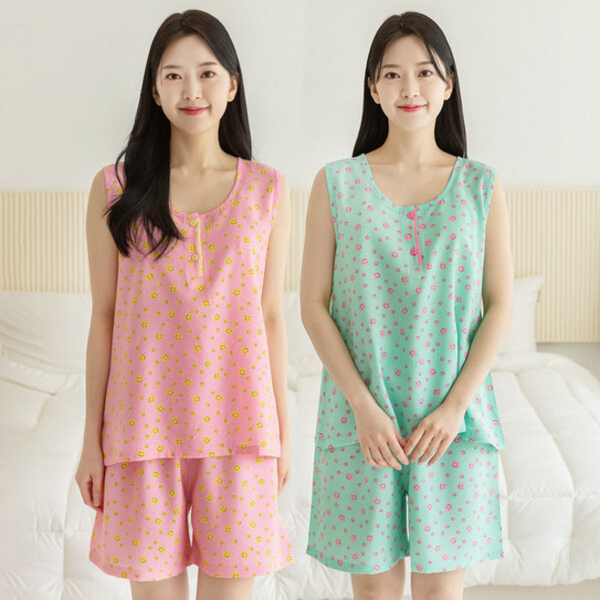 토토와모모 여성 잠옷 여자 파자마 민소매 홈웨어 23S351