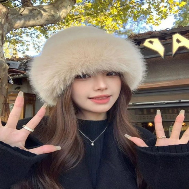 여성모자 따뜻한 귀여운 이쁜 페이크퍼 버킷햇 버킷햇 벙거지모자 여우털모자