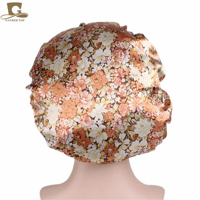 세틴 수면모자 미용 헤어 캡 SH1486, 싸라기꽃