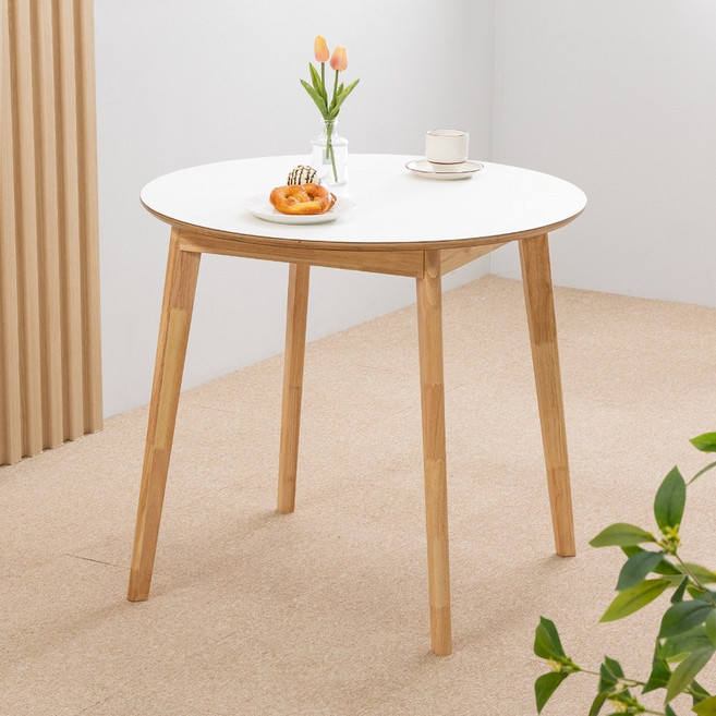 밀키우드 800 원형 4인 화이트 주방 식탁 테이블 HPM