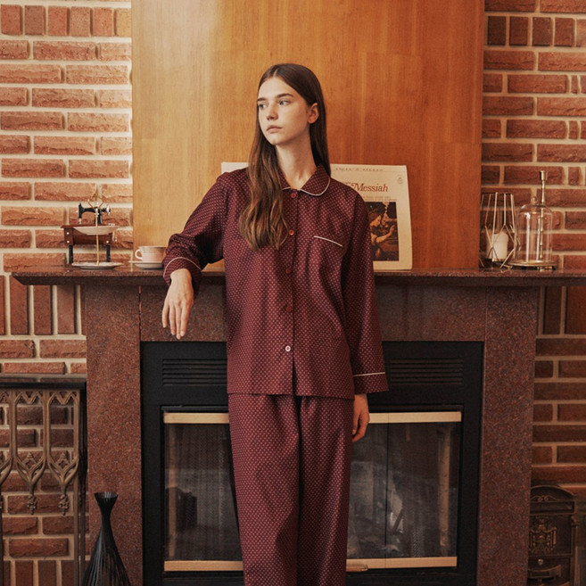 피콜로 가을 겨울 이브니에 여자 여성 잠옷 면 레이온 파자마 잠 옷