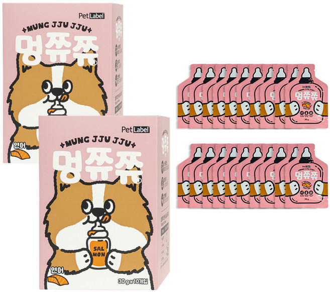 펫라벨 멍쮸쮸 짜먹는 강아지 간식 연어 20개입 (30g x 20ea), 20개, 30g
