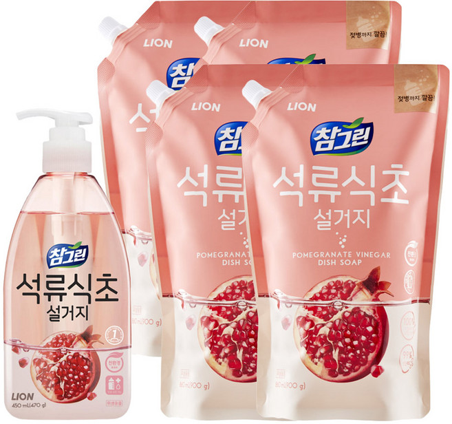 참그린 석류식초 설거지 주방세제 용기+리필, 1개, 4.07kg