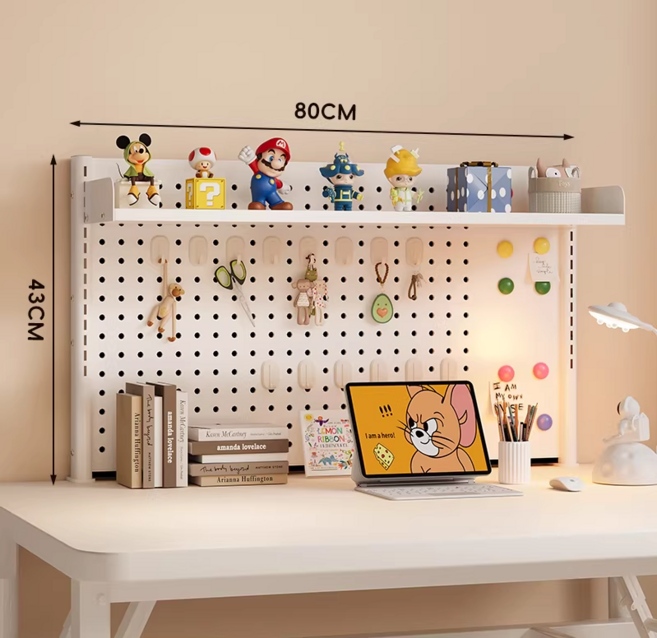 [Smtone] 학생 책상 페그보드 타공반 선반 클램프형, 1개, 화이트 2단 (43*80cm)