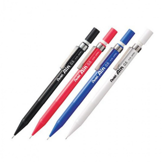펜텔 아인 샤프 0.5mm 미끄럼 방지 슬림한 바디 가벼운 무게 고급 필기용, 1개, 레드
