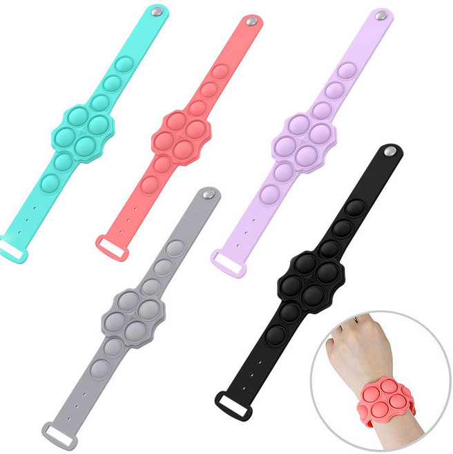 푸쉬팝 버블 파스텔 팔찌 팝잇 틱톡 꾹꾹 말랑이 실리콘 장난감 무한 뽁뽁이, mc167그레이, 1개