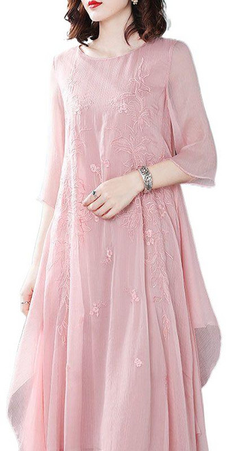 티류으스 여성 계량한복 스타일 봄여름 빅사이즈 롱 원피스 전통문양 캐주얼 데일리 Y 061033