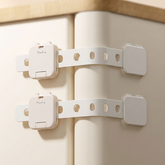 몽빵 길이조절 밴드형 다용도 서랍 잠금장치, 베이지, 10개