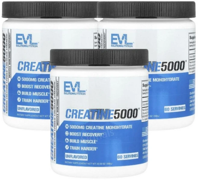 에볼루션 뉴트리션 크레아틴 5000 파우더 EVL Creatine 5000 Unflavored 300g 3팩 총180회분, 3개 - 쿠팡