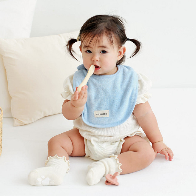 마롤로뜨 테리 원형 아기 턱받이 양면 2겹, 1개, 1개입, 블루_테리원형턱받이