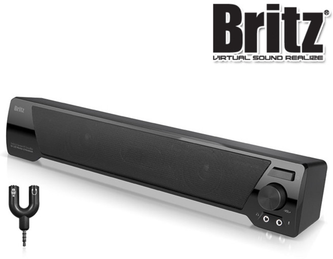 브리츠 BA-R1 SoundBar 사운드바 스피커 PC 컴퓨터 노트북 USB전원 헤드셋 마이크단자 Y젠더포함
