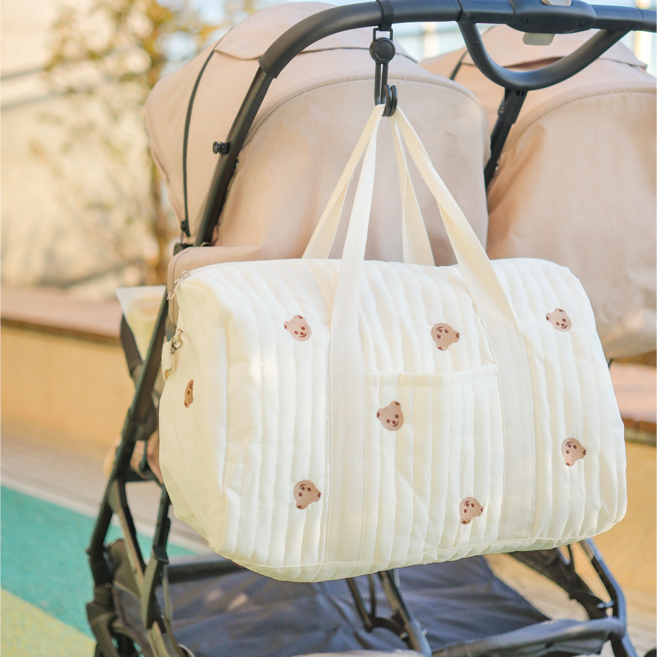 보듬담 가벼운 기저귀가방 대형 숄더백 유모차, 곰돌이, 아이보리