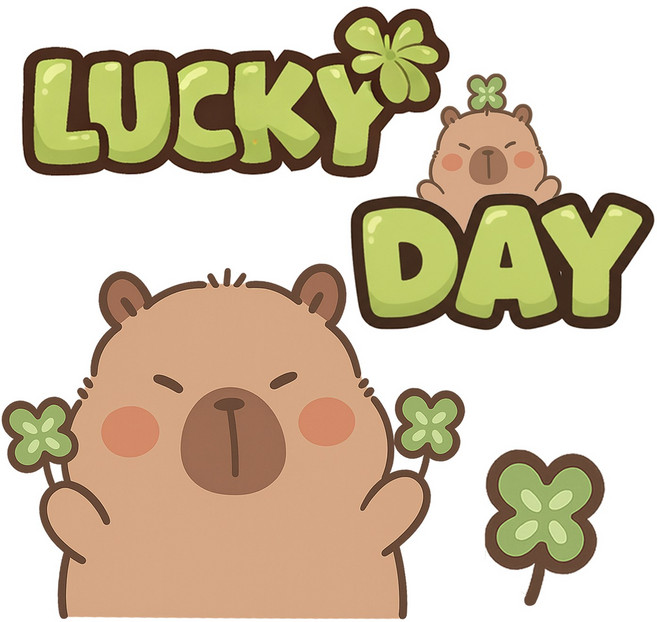 위드코코 DIY 캐리어 꾸미기 리무버블 방수 스티커 거울 유리 창문 벽 욕실 타일 부착, 1개, 럭키카피바라