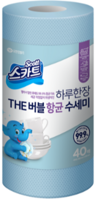 스카트 하루한장 THE 버블 항균 수세미, 스카이 BLUE, 40개입, 10개