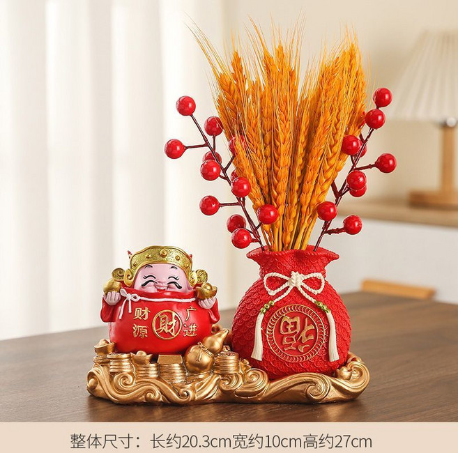財神公仔 聚寶盆 擺件, 【財源廣進】-葫蘆擺件整套, 金黃, 財源廣進-葫蘆擺件整套