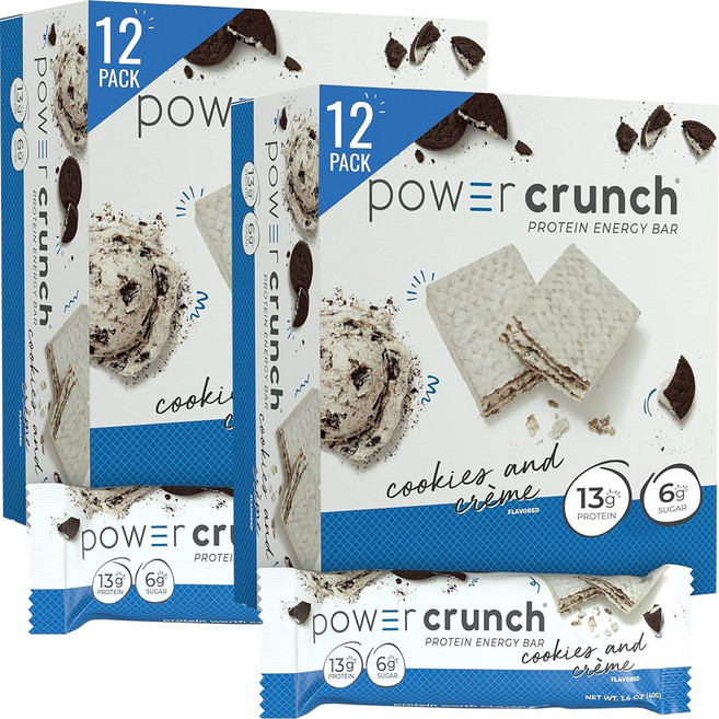 파워크런치 프로틴 에너지 바 오리지널 쿠키 앤 크림, 2개, 480g