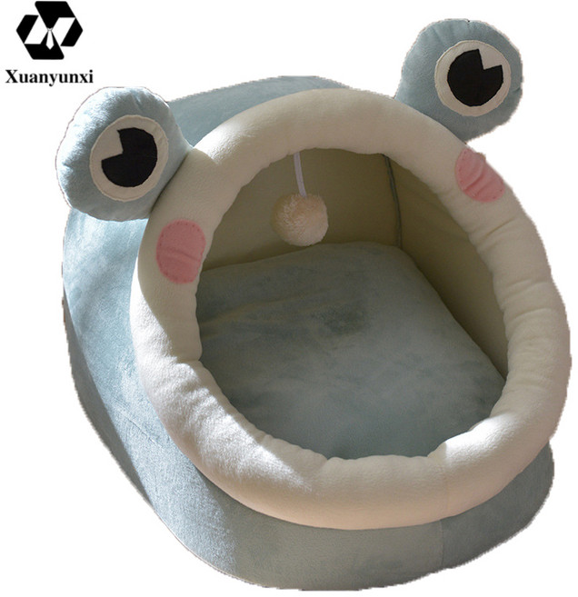 Xuanyunxi강아지집 사계절 공용 세탁 패드 고양이집 강아지 침대 겨울철 보온 소형견 테디베어 애견 용품, 개구리, 1개