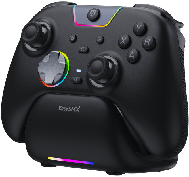 EasySMX X05 Pro 게임패드 컨트롤러 무선 조이스틱 PC게임패드 안드로이드 iOS 닌텐도 스위치 호환, 1개, 블랙(충전 도크 포함)