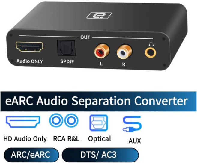 eARC 오디오 추출기 192Khz DAC 변환기 DTS DolBy ATomS AC3 LPCM HDMI 호환 오디오 전용 어댑터 광 동축 3, 01 CHINA, 02 HD371PRO-UK, 1개