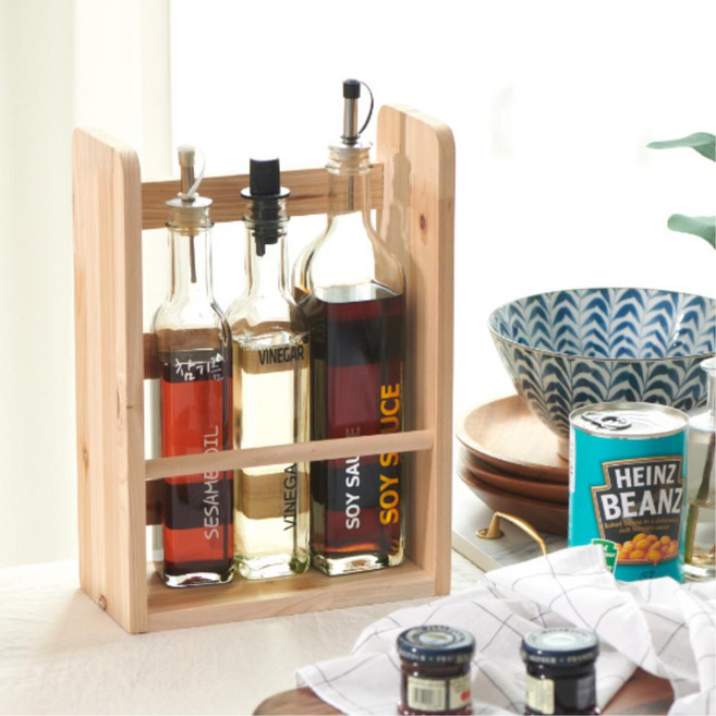 주방 싱크대 삼나무 무도장 오일 기름 바틀 정리 보관 수납 선반 1인용가구 원룸