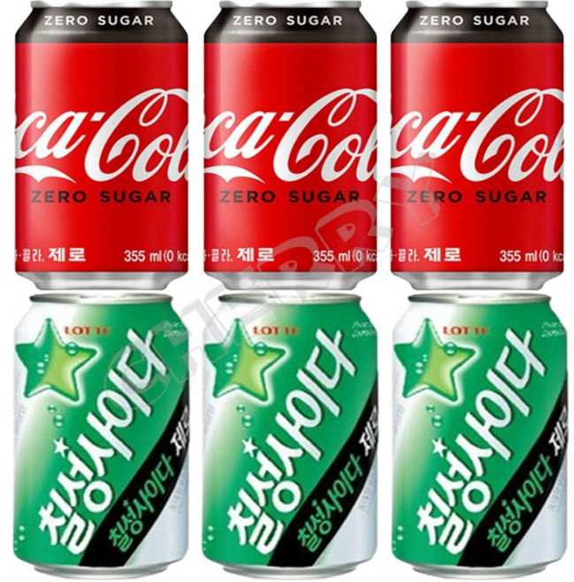 코카콜라 제로 355ml + 칠성사이다 제로 355ml =24개 (박스포장), 1세트