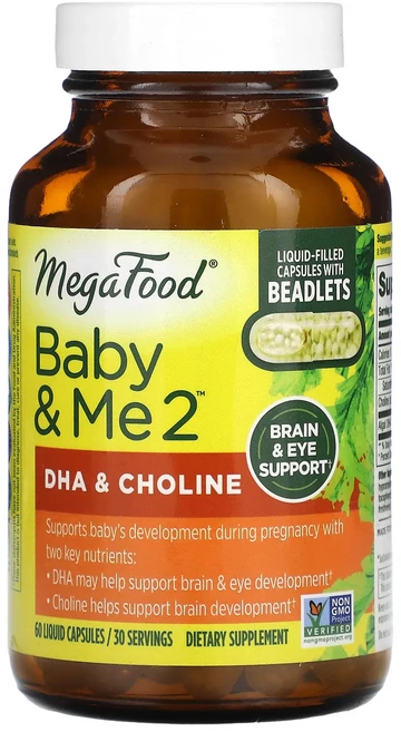 프리미엄상품 MegaFood Baby & Me 2 DHA 및 콜린 액상 캡슐 60정 부모님챙기세요, MegaFoodBabyMe2DHA및콜린액상캡슐60정, 1개 - 쿠팡