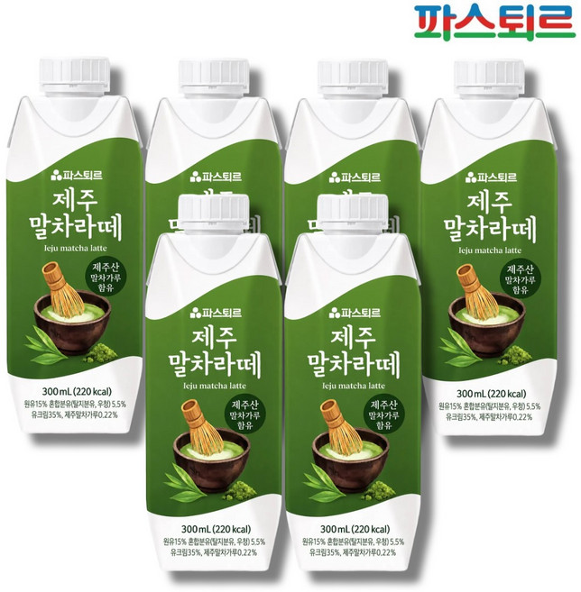 파스퇴르 제주 말차라떼, 300ml, 6개