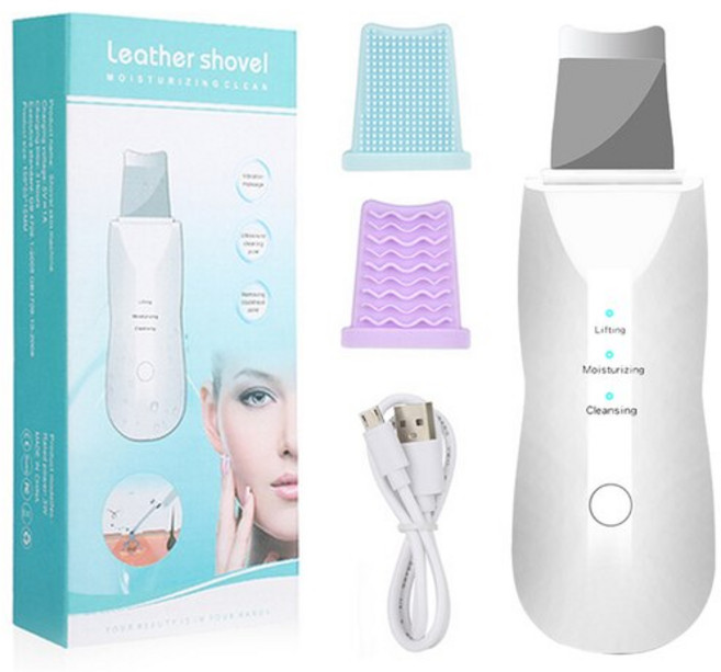 아쿠아필기계 아쿠아필링기 갈바닉 워터필링기 피지제거기진동 딥 페이스 클리닝 스킨 스크러버 먼지 제거, 01 White With Box