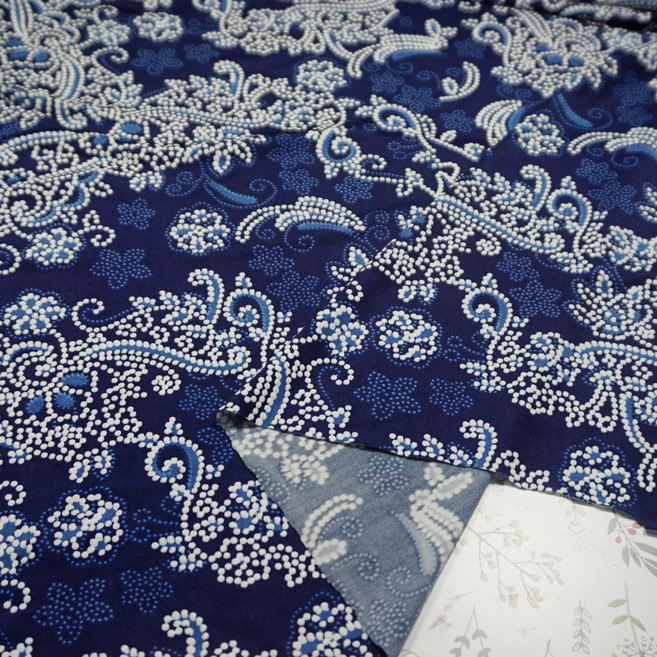 원단대장 폴리스판 프린트 블루색 구름무늬 발포 찰랑거리는핏 원피스천 국내생산 자체제작 의류원단, 1개