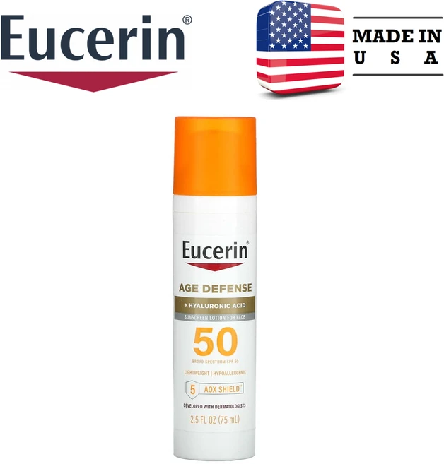 유세린 노화 방지 얼굴용 가벼운 자외선 차단제 로션 SPF 50 향료 무함유 75ml (2.5fl oz), 1개 - 쿠팡