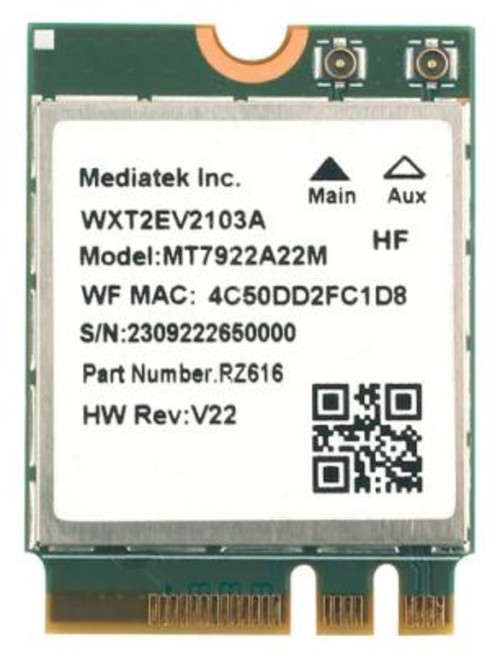 MT7922 와이파이 6E 5400Mbps 네트워크 카드 M.2 NGFF 무선 어댑터 블루투스 5.2 트라이밴드 802.11AX/AC 와이파이 윈도우 10 11, 1) MT7922, 1개
