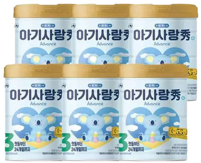 T 남양 아기사랑 수 캔분유 800g 3단계 6캔, 6개