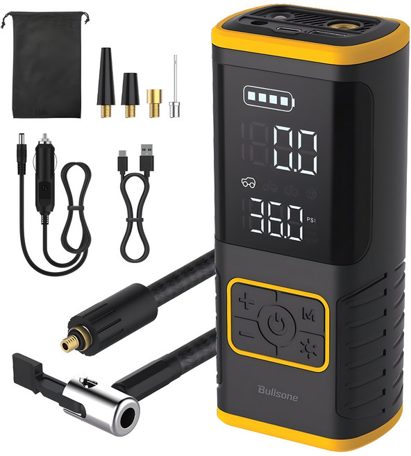 불스원 차량용 타이어 공기압 주입기 6000mAh, 1개, 검정