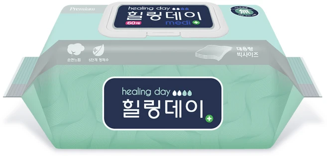 힐링데이 물티슈 60매 20팩 일반 캡형, 20개 - 쿠팡